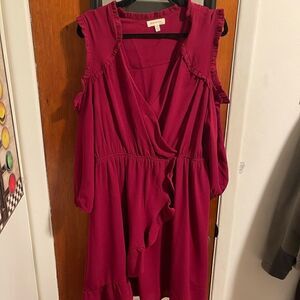 Burgundy Cocktail Dress w/Forgiving front Slit